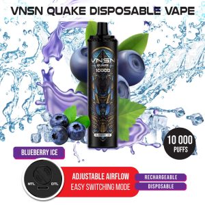 VNSN Quake Disposable Vape 10000 - Blueberry Ice flavored